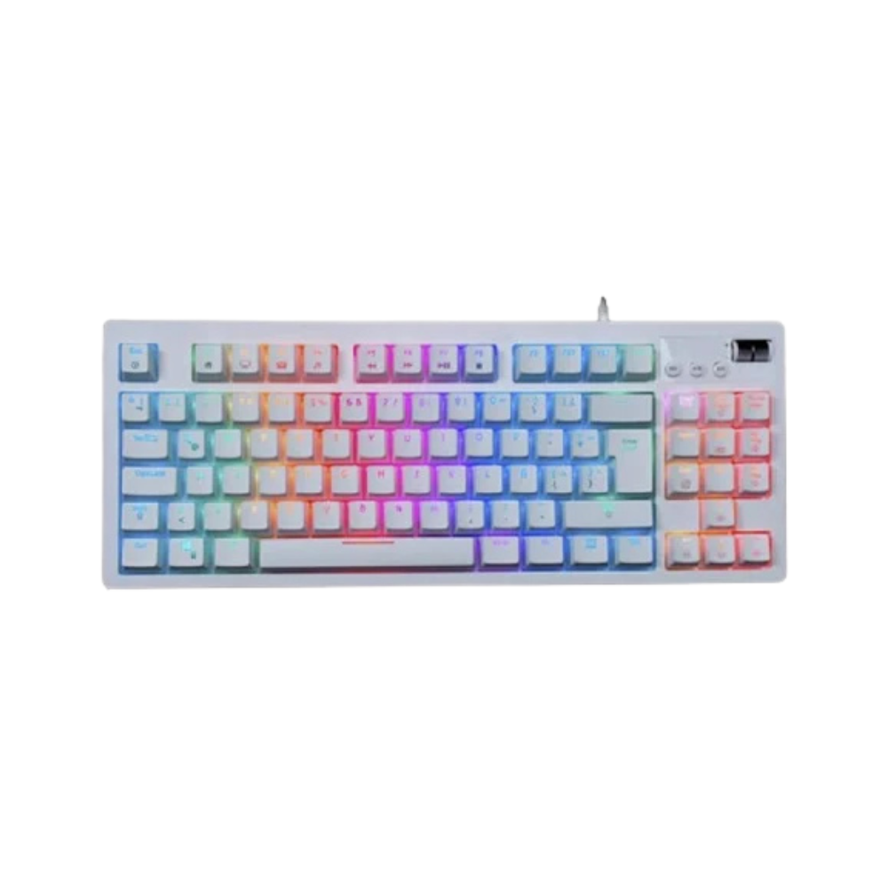 TECLADO QUASAR VG-K387 – Blanco/Negro | RGB Multicolor | Diseño Gamer Compacto