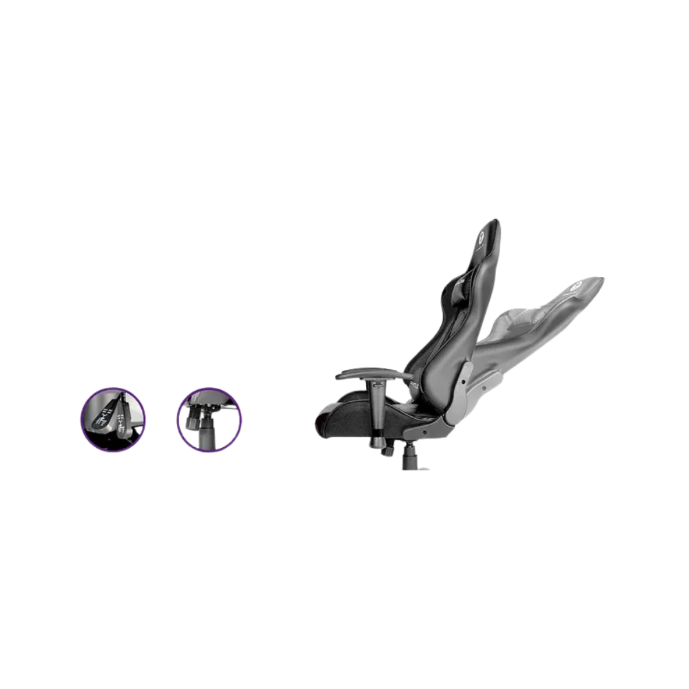 Silla Gamer Primus Thronos 100T – Negra/Negra | Ergonómica | Reclinable