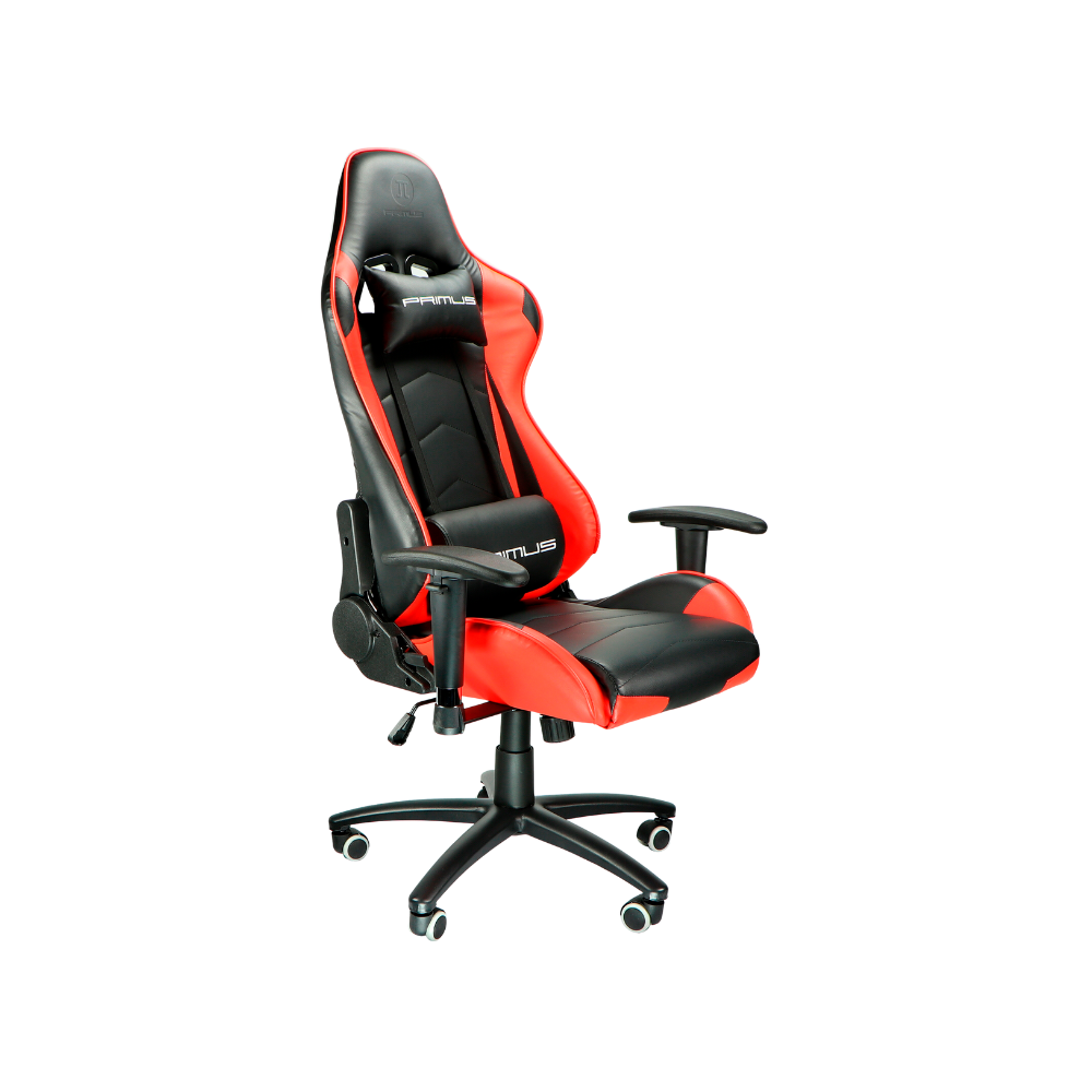 Silla Gamer Primus Thronos 100T – Negra/Roja | Ergonómica | Reclinable