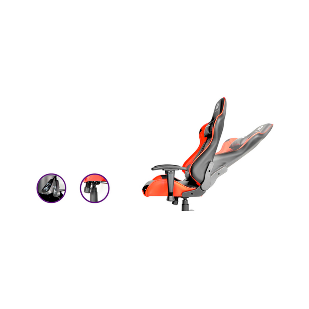 Silla Gamer Primus Thronos 100T – Negra/Roja | Ergonómica | Reclinable