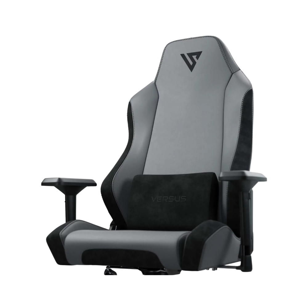 Silla Gamer Versus V40 – Tela Gris/Terciopelo | Ergonómica | Premium Comfort