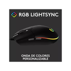 Mouse Gamer Logitech G203 Lightsync RGB Negro | 8000 DPI | Iluminación RGB