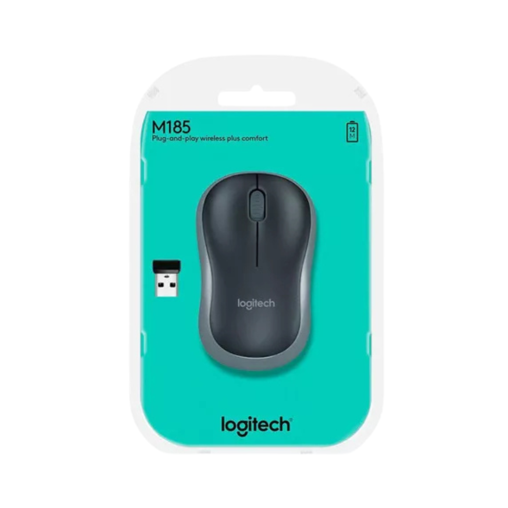 Mouse Logitech M185 Inalámbrico – Negro de Uso Básico y Alta Eficiencia
