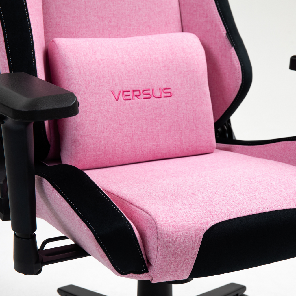 SILLA GAMER VERSUS V40 ROSA TELA – Acabado en Tela | Reclinable | Diseño Racing Ergonómico