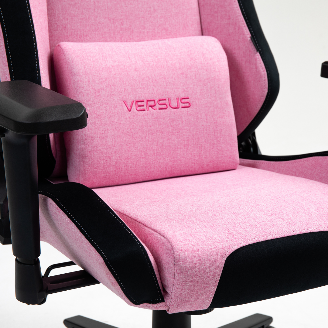 SILLA GAMER VERSUS V40 ROSA TELA – Acabado en Tela | Reclinable | Diseño Racing Ergonómico