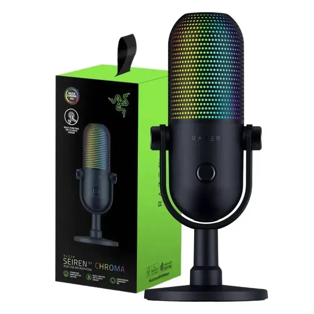 MICRÓFONO RAZER SEIREN V3 CHROMA NEGRO – USB | RGB Reactivo | Tap-to-Mute