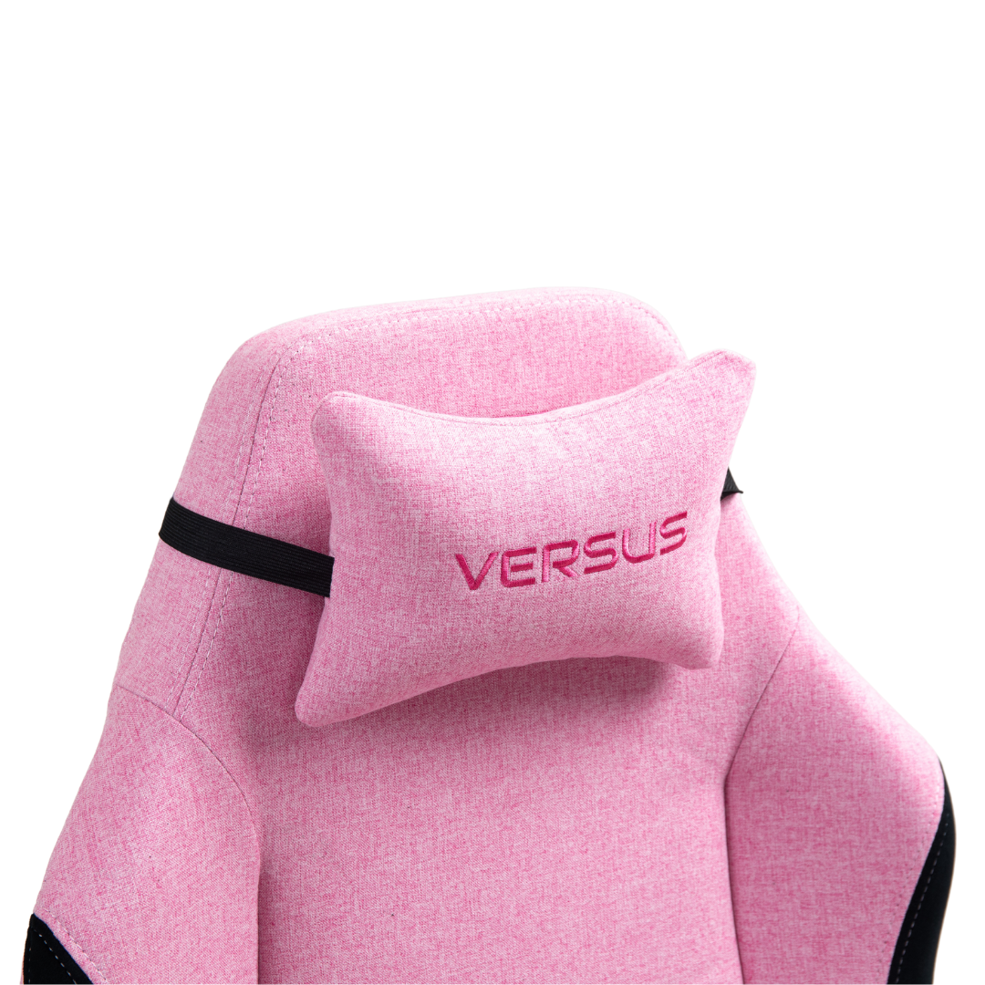 SILLA GAMER VERSUS V40 ROSA TELA – Acabado en Tela | Reclinable | Diseño Racing Ergonómico