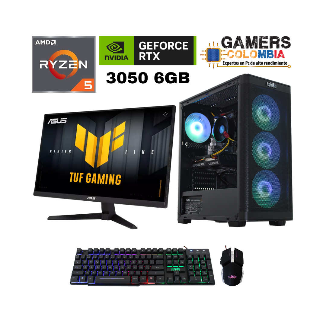PC Gamer Ryzen 5 5600GT + RTX 3050 6GB | 16GB DDR4 | Monitor ASUS TUF 24” 144Hz
