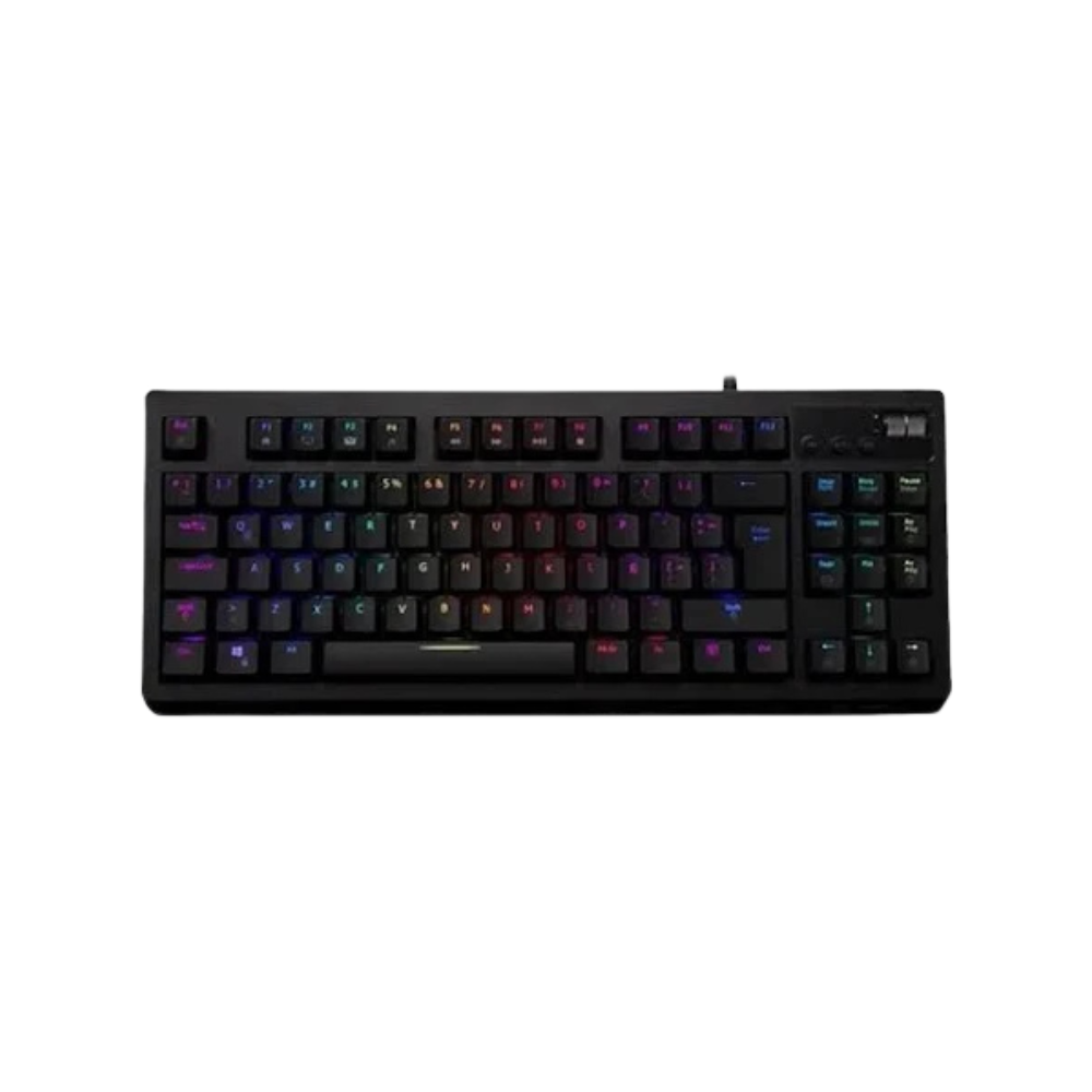 TECLADO QUASAR VG-K387 – Blanco/Negro | RGB Multicolor | Diseño Gamer Compacto