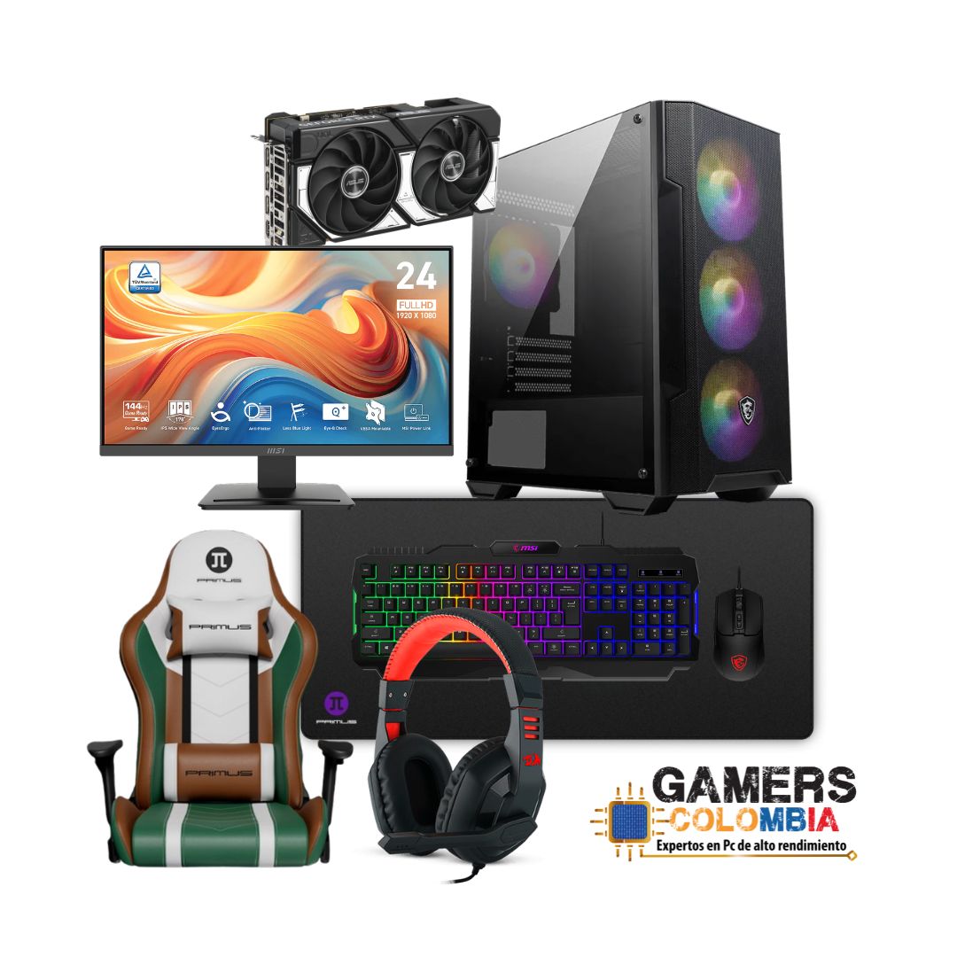 COMBO SETUP CAMPEÓN – Ryzen 7 8700F | NVIDIA GeForce RTX 5060 8GB | Monitor Incluido