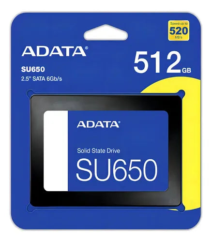 SSD ADATA SU650 512GB – SATA III | Lectura hasta 520 MB/s | Tecnología 3D NAND
