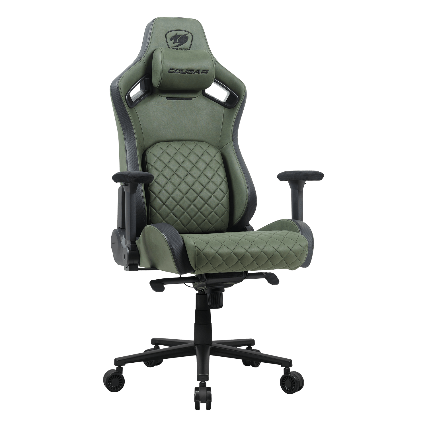 SILLA COUGAR DEFENSOR S ARMY GREEN F – Ergonómica | Reclinable 155° | Diseño Premium