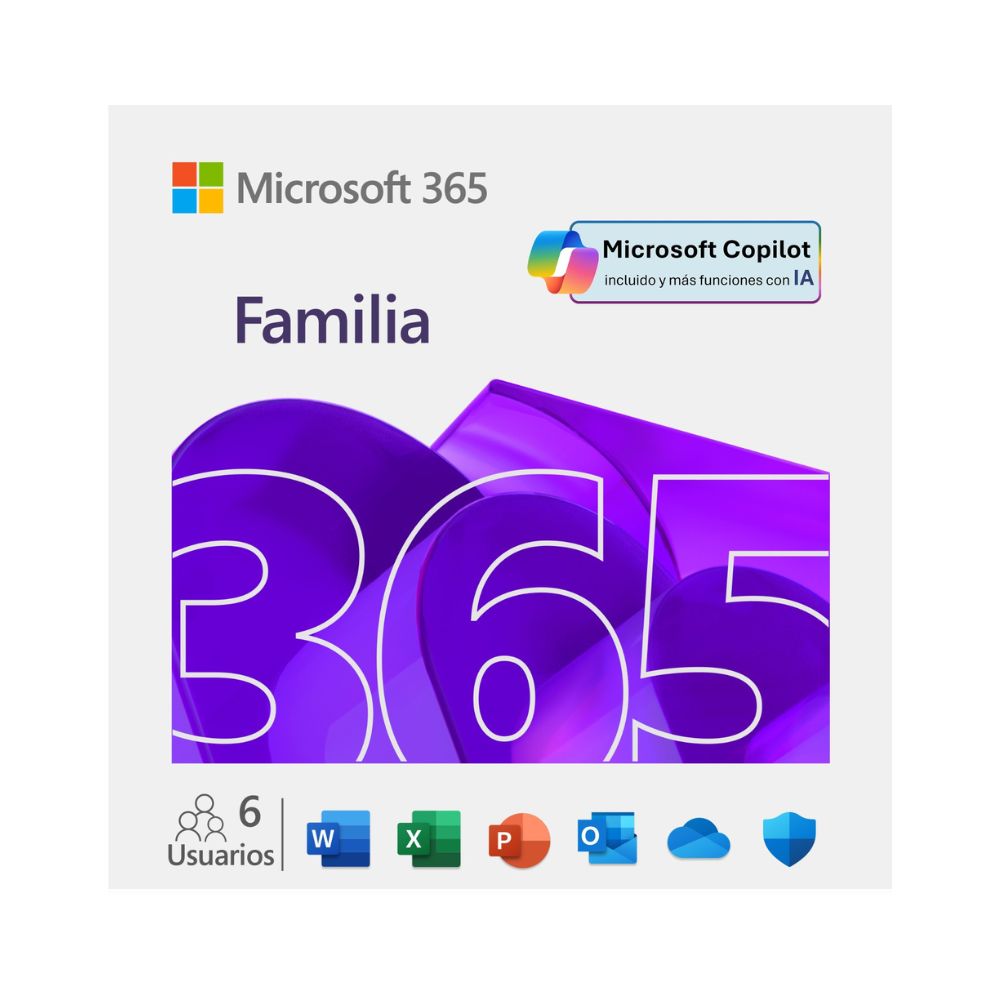 Microsoft 365 Family – PIN Digital | 1 Año | Hasta 6 Usuarios | 6TB OneDrive