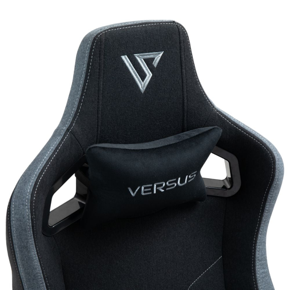 SILLA VERSUS V30 NEGRA/GRIS TELA – Ergonómica | Reclinable 180° | Reposabrazos 4D