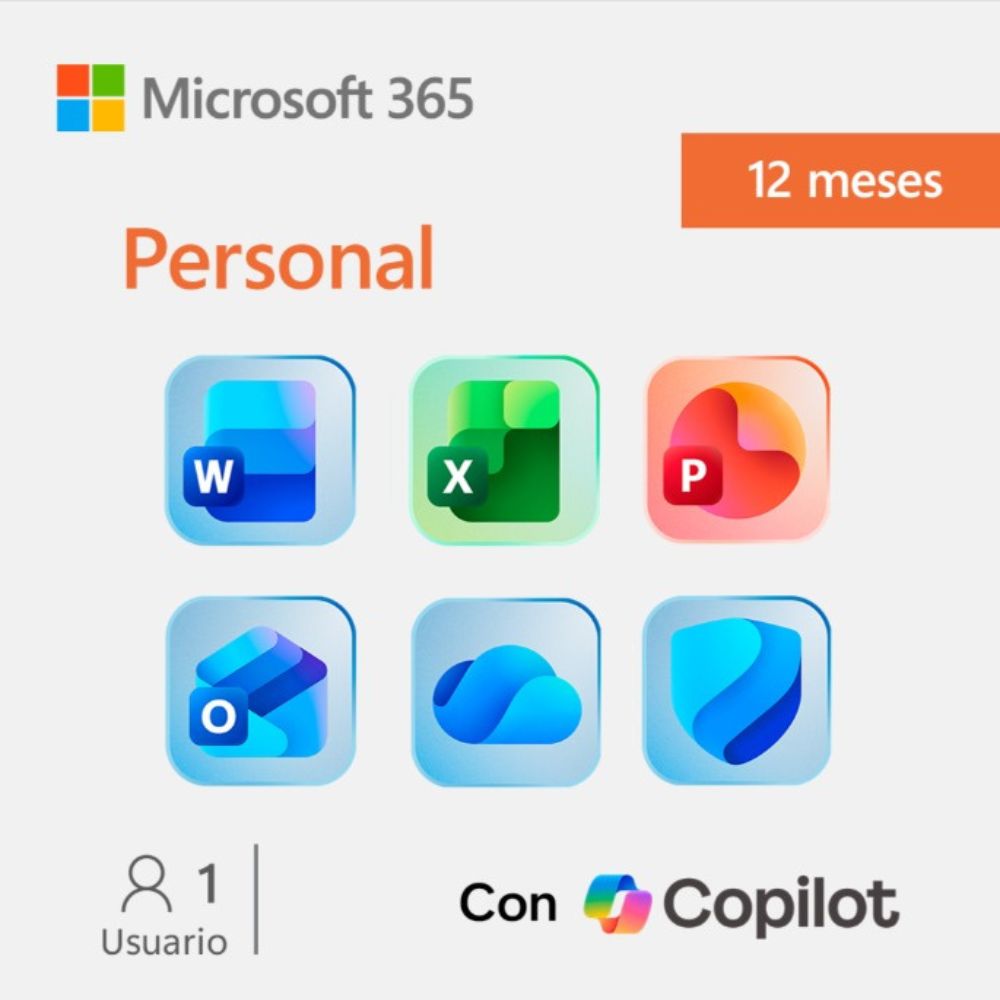 Microsoft 365 Personal – PIN Digital | 1 Año | 1 Usuario | 1TB OneDrive