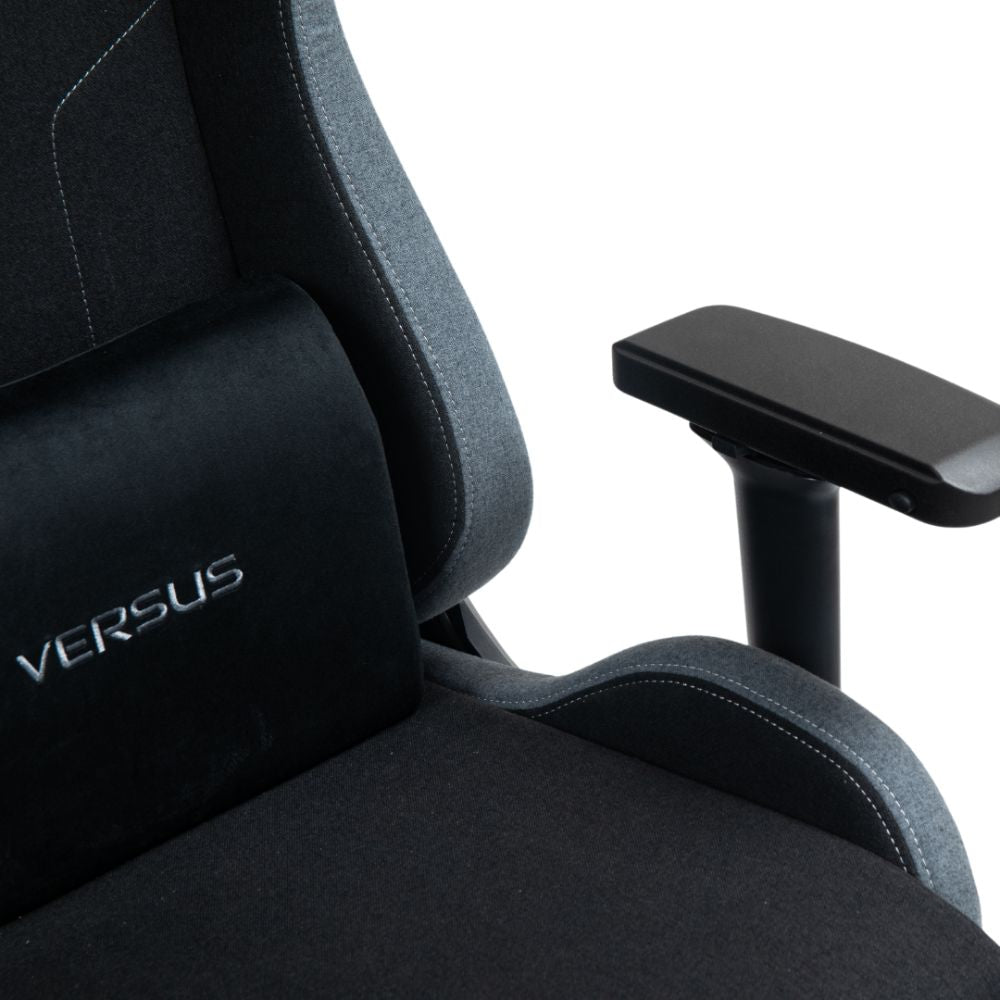 SILLA VERSUS V30 NEGRA/GRIS TELA – Ergonómica | Reclinable 180° | Reposabrazos 4D