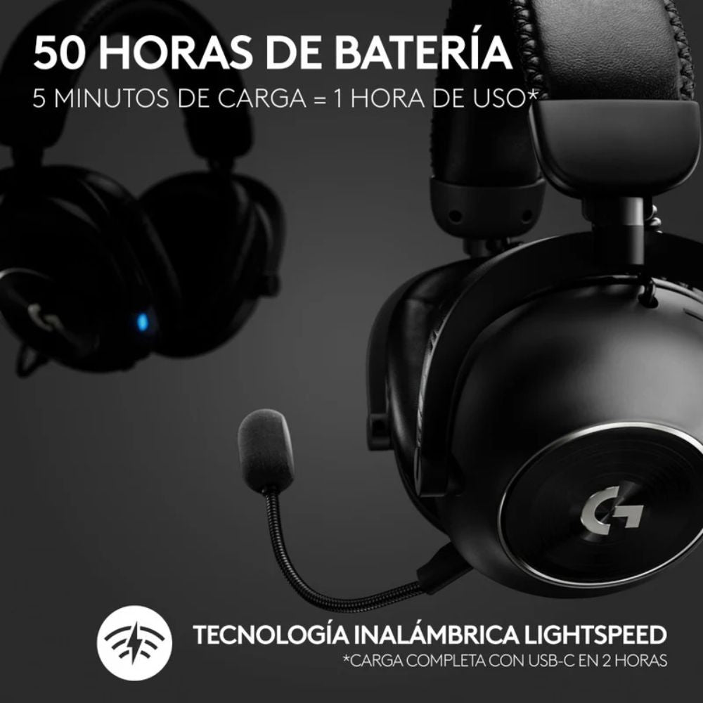 DIADEMA Logitech G Pro X 2 LIGHTSPEED NEGRA | Inalámbrica LIGHTSPEED | Audio 7.1 | Drivers de Grafeno
