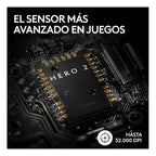 MOUSE Logitech PRO X SUPERLIGHT 2 | Mouse Gamer Inalámbrico | Ultra Liviano | Sensor HERO 2