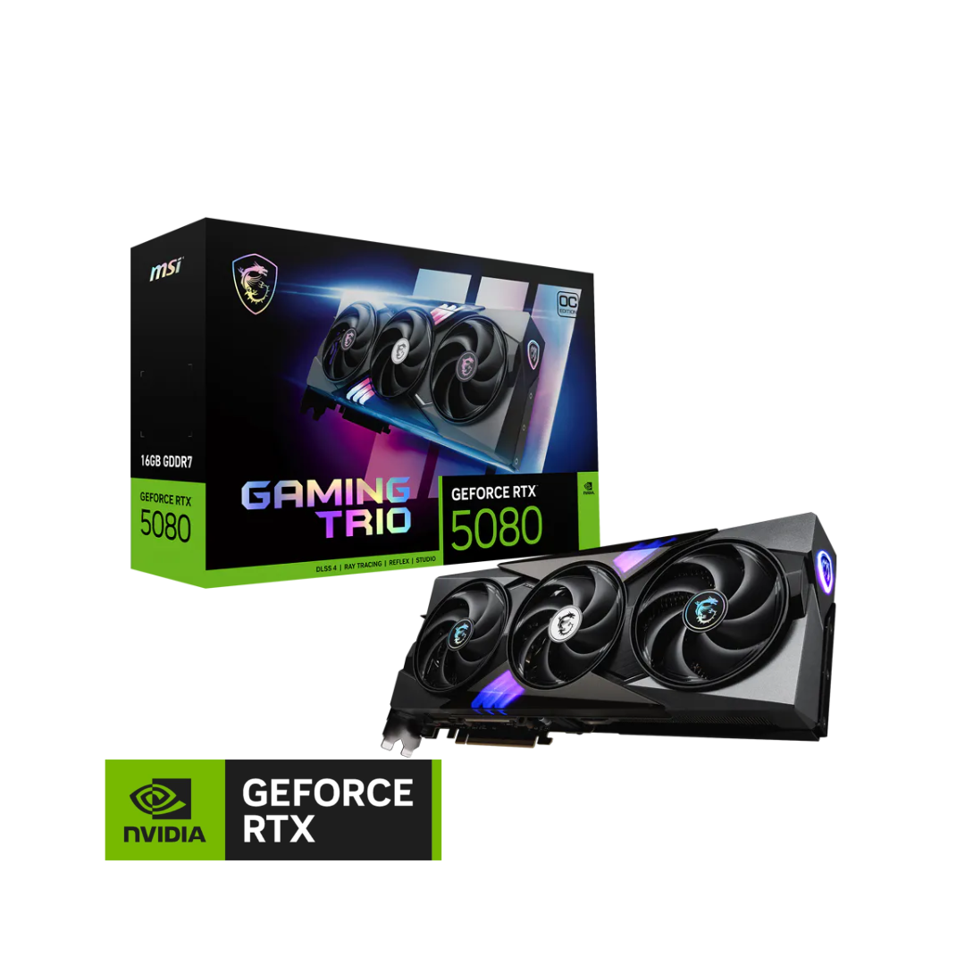TARJETA GRÁFICA MSI GEFORCE RTX 5080 GAMING TRIO - 16GB GDDR7 | PCIe 5.0 | 256-BIT | DLSS 4