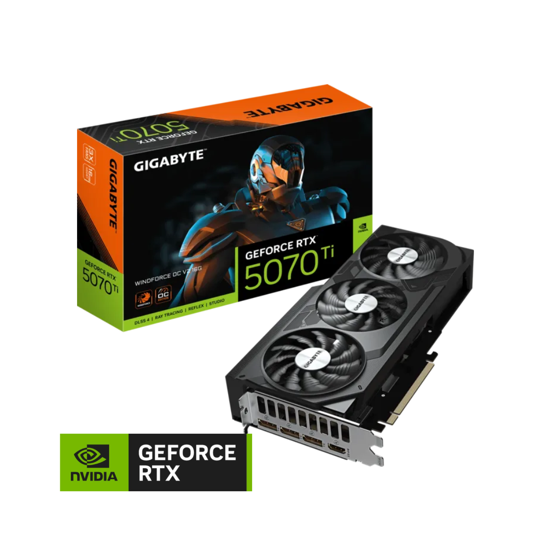 TARJETA DE VIDEO GIGABYTE GEFORCE RTX 5070 TI WINDFORCE - 16GB GDDR7 | 256-BIT | PCIe 5.0 | DLSS 4