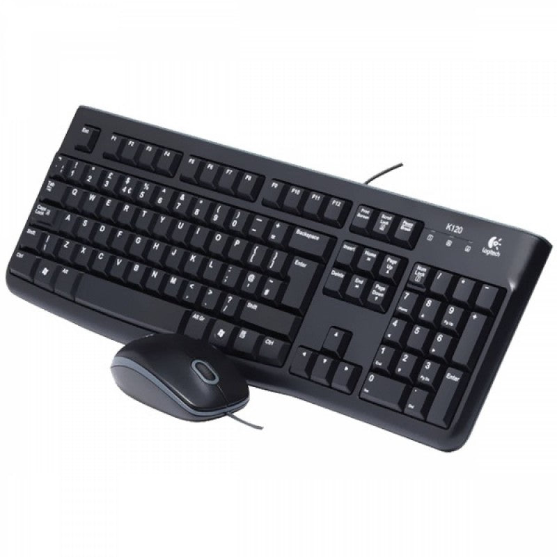 COMBO PERIFÉRICOS LOGITECH MK120 USB – Teclado de Tamaño Completo | Mouse Óptico | Plug & Play